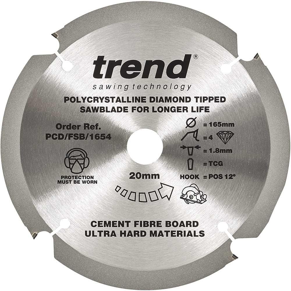Trend Cement Fibreboard PCD Cutting Saw Blade 165mm 4T 20mm