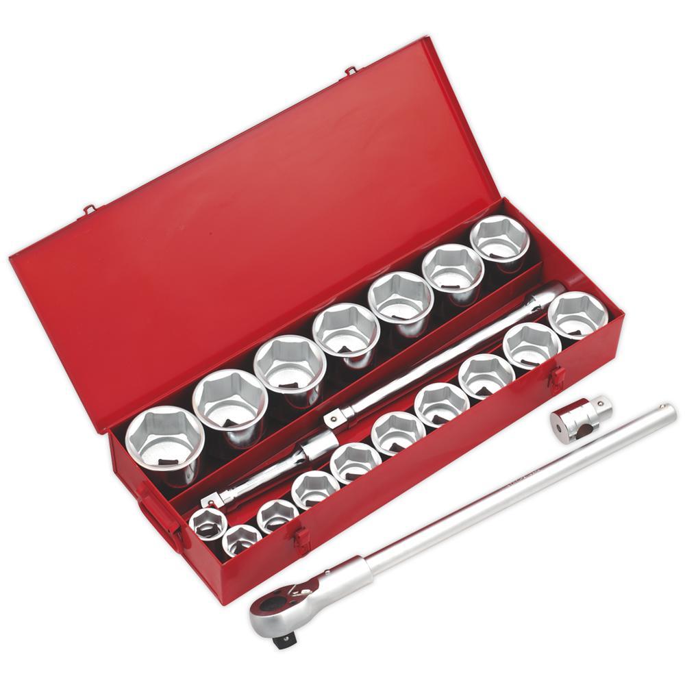 Sealey 22 Piece 1" Drive Hexagon Wall Socket Set Metric 1"