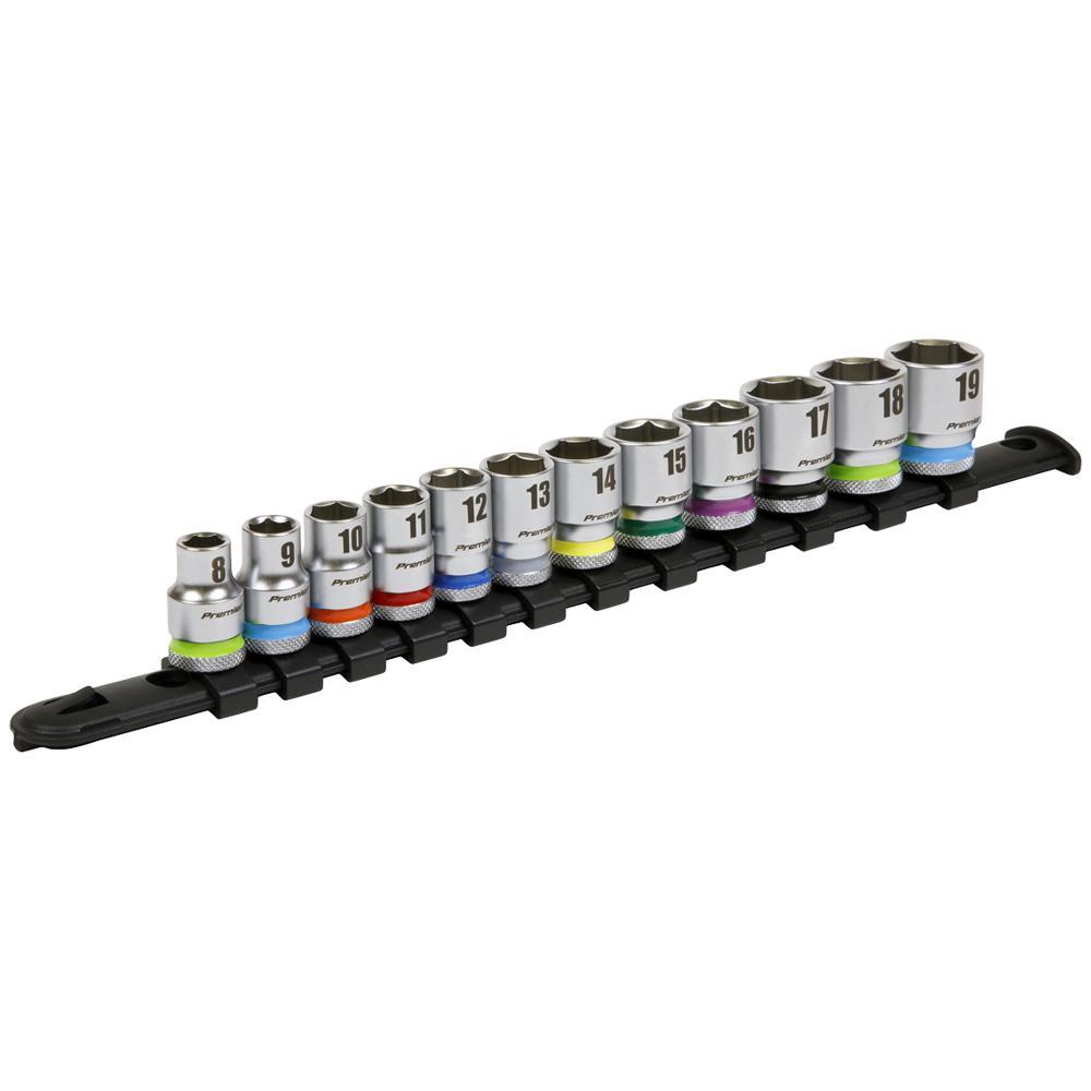 Sealey 12 Piece 3/8" Drive Colour Coded Hexagon Socket Set