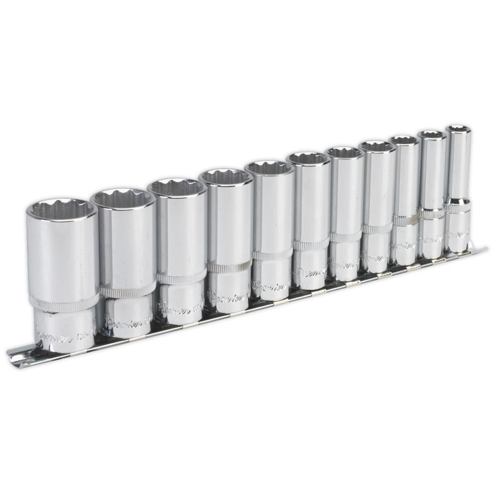 Sealey 11 Piece 3/8" Drive Deep Bi Hexagon WallDrive Socket Set Imperial