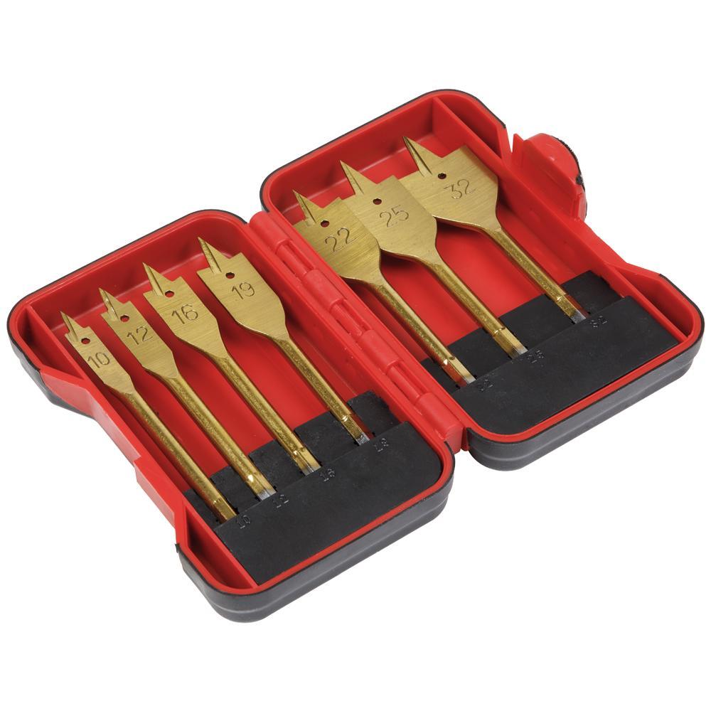 Sealey 7 Piece 1/4" Hex Shank Flat Wood Drill Bit Set
