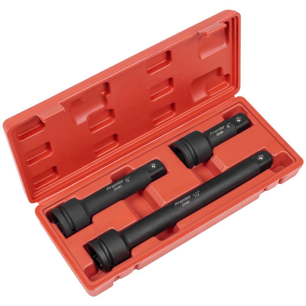 Sealey Premier 3 Piece 3/4" Drive Impact Socket Extension Bar Set 3/4"