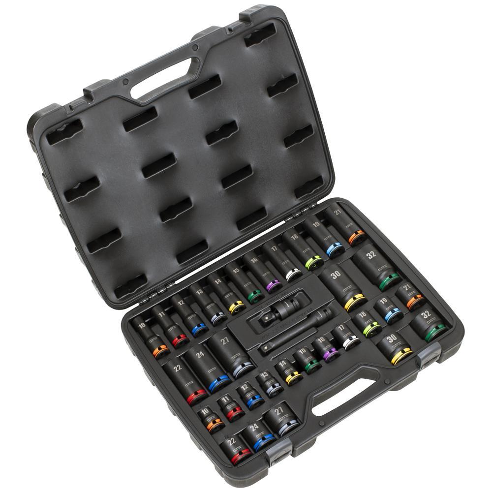 Sealey 34 Piece 1/2" Drive Lock On Hexagon Impact Socket Set 1/2"