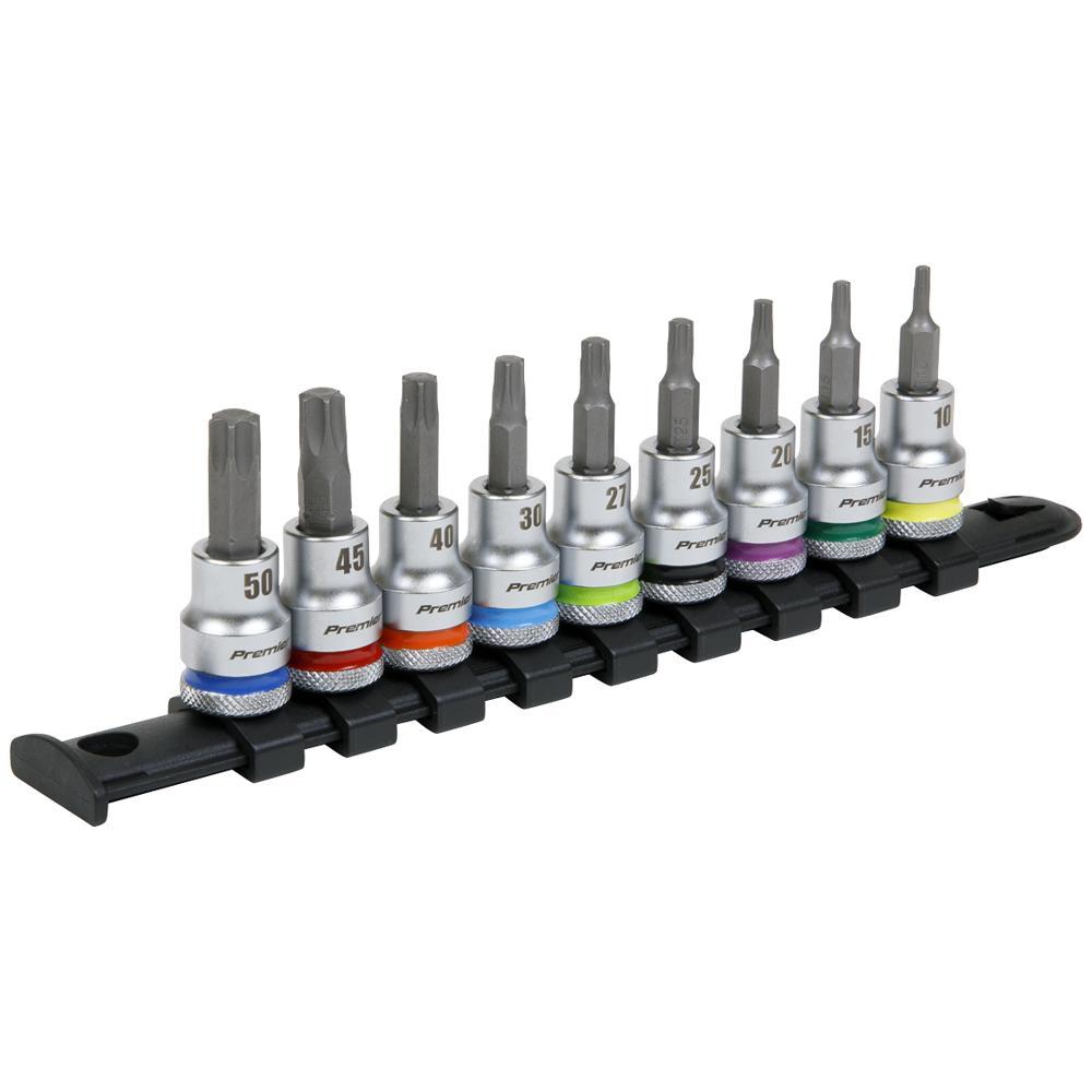 Sealey 9 Piece Colour Coded 3/8" Drive Torx Socket Bit Set 3/8"