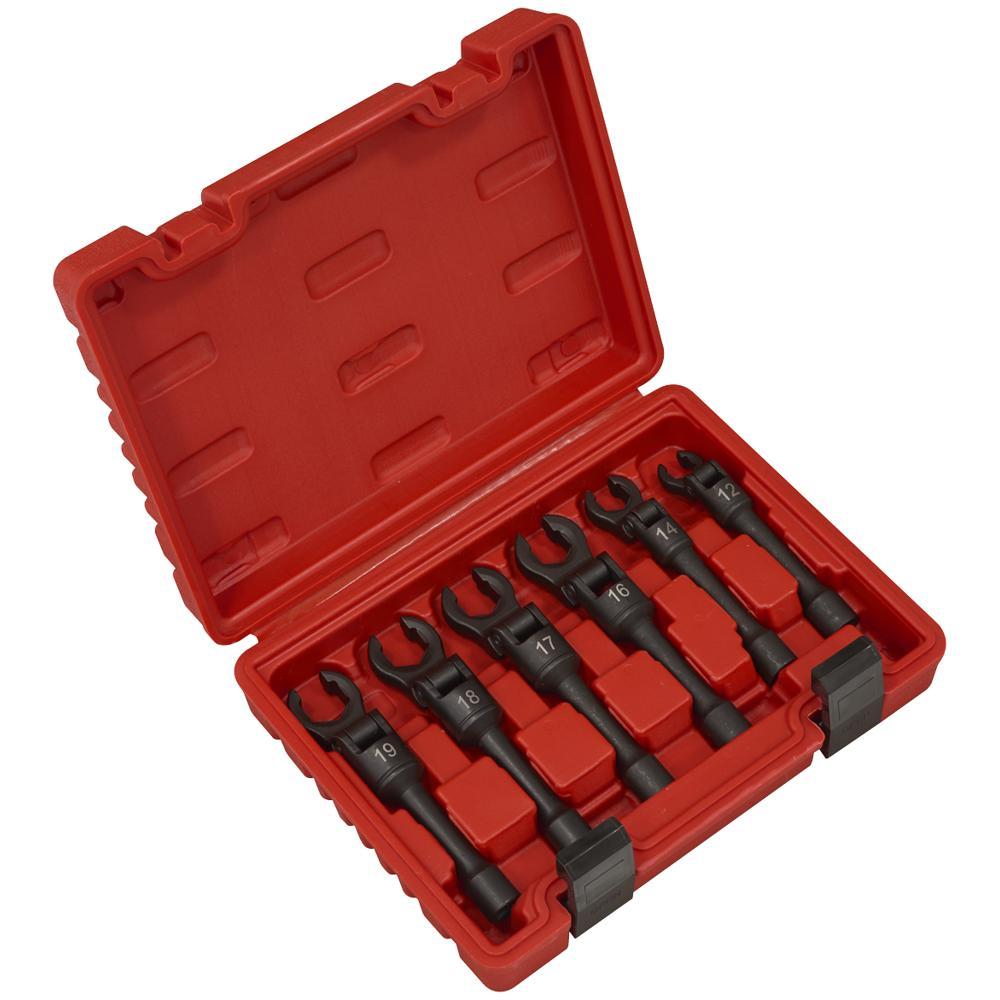 Sealey 6 Piece 3/8" Drive Flexi Head Flare Nut Diesel Injection Wrench Set 3/8"