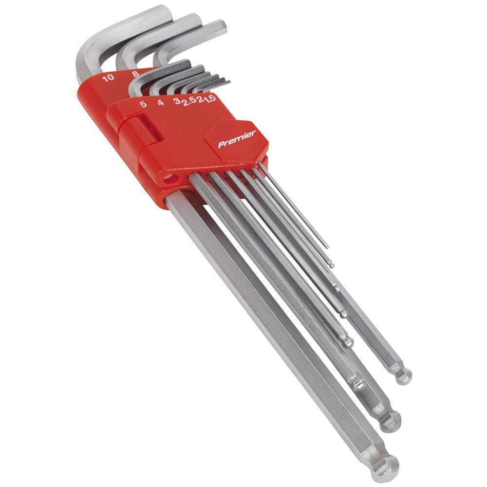 Sealey 9 Piece Extra Long Ball Ended Hexagon Key Set Metric