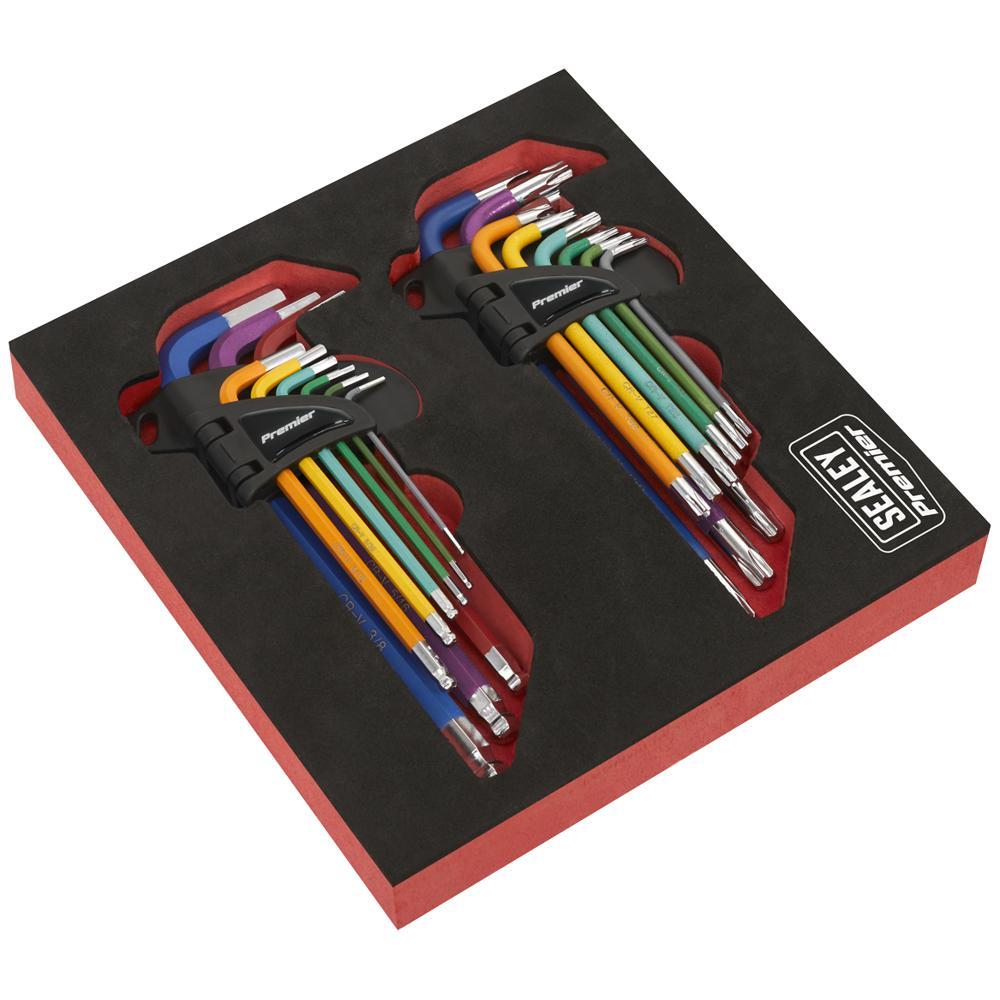 Sealey Premier 18 Piece Anti Slip Torx and Hex Key Set in Foam Module
