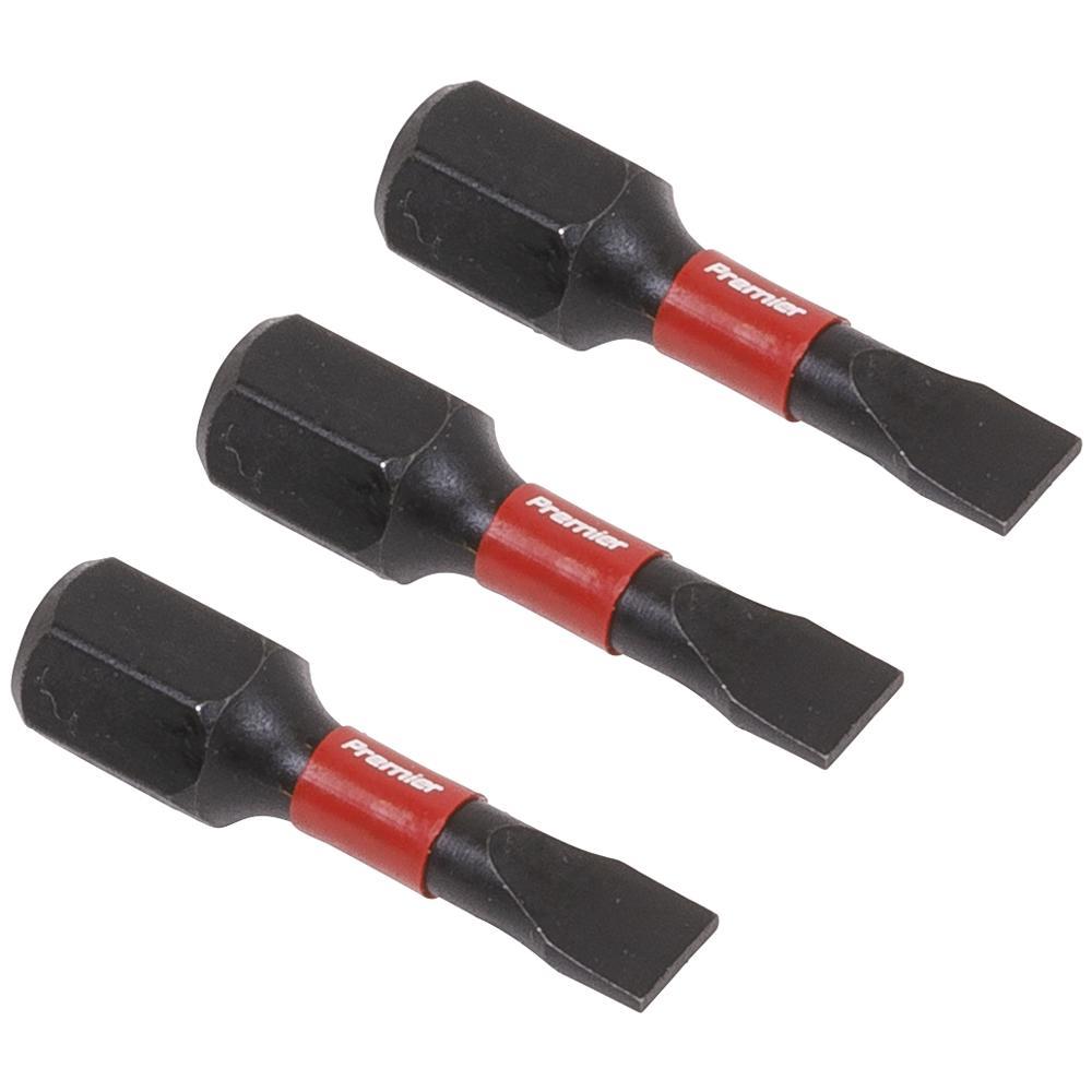 Sealey Impact Power Tool Slotted Screwdriver Bits 4.5mm 25mm Pack of 3