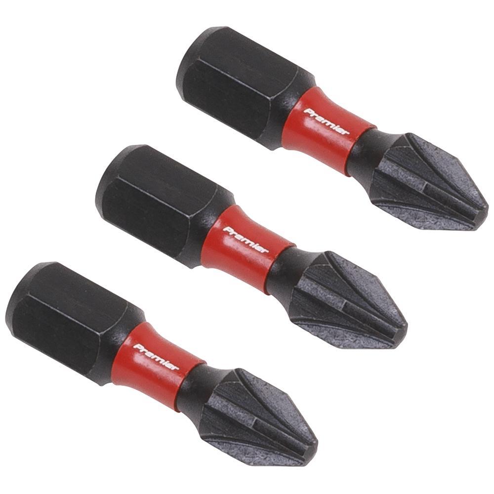 Sealey Impact Power Tool Pozi Screwdriver Bits PZ2 25mm Pack of 3