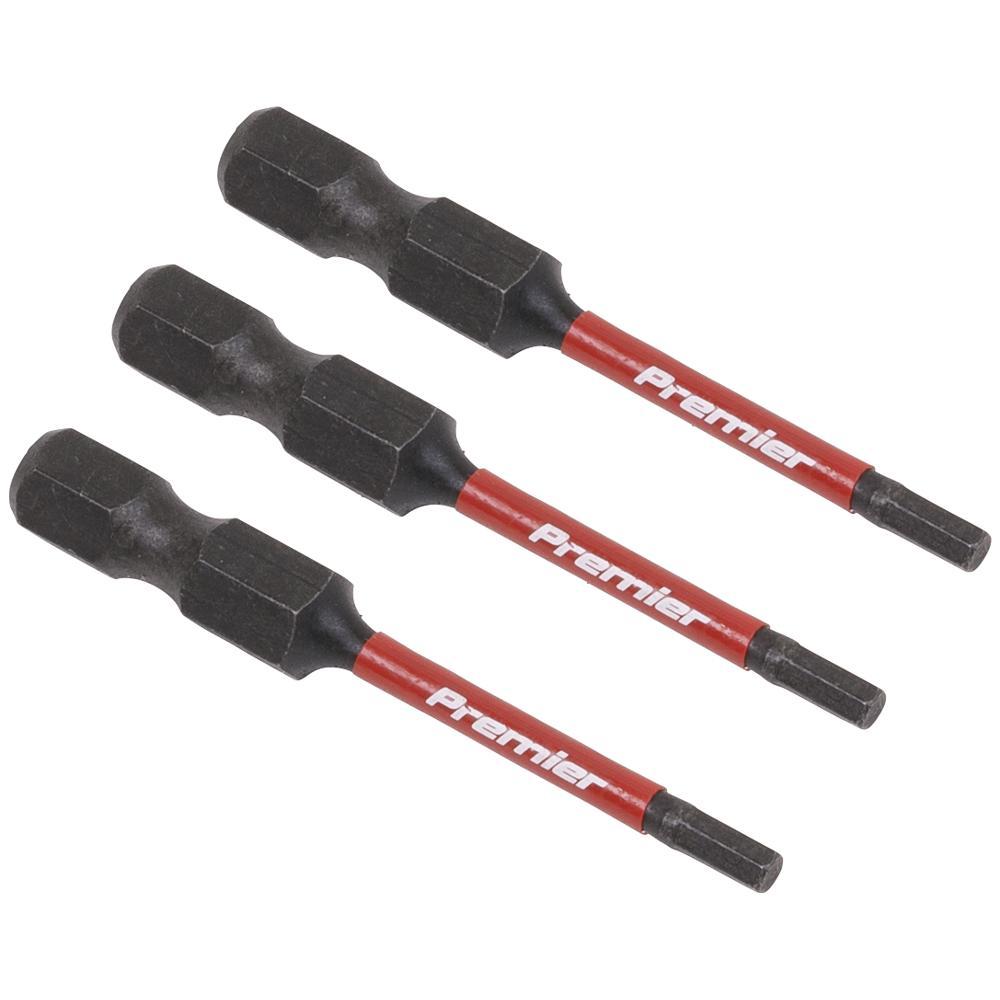 Sealey Impact Power Tool Hexagon Screwdriver Bits Hex 2.5mm 50mm Pack of 3