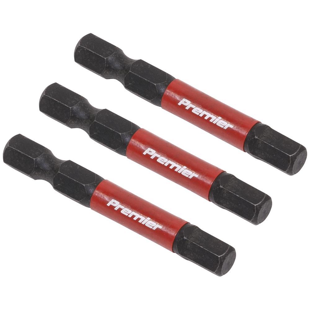 Sealey Impact Power Tool Hexagon Screwdriver Bits Hex 6mm 50mm Pack of 3