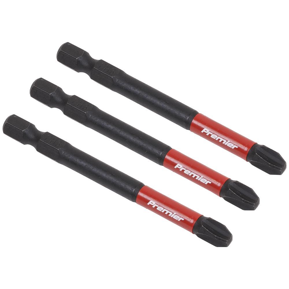 Sealey Impact Power Tool Phillips Screwdriver Bits PH3 75mm Pack of 3