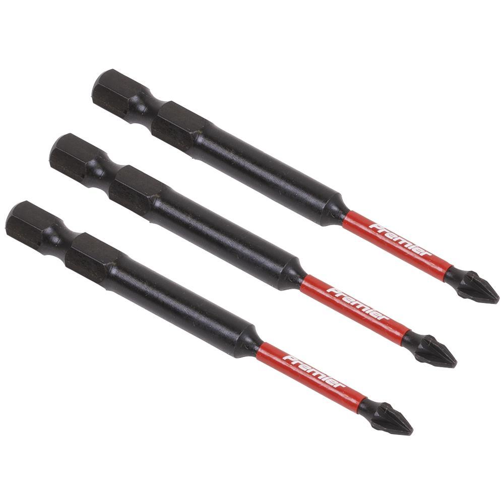 Sealey Impact Power Tool Pozi Screwdriver Bits PZ1 75mm Pack of 3