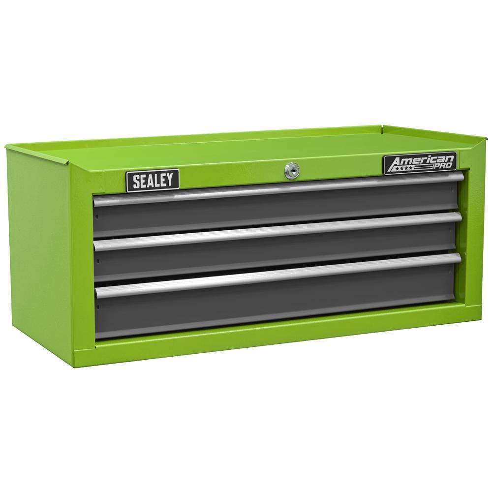 Sealey 3 Drawer Mid Tool Chest Green / Grey