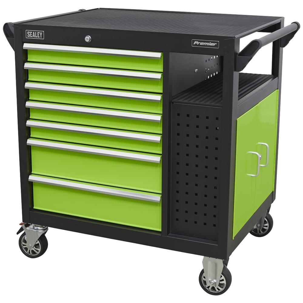 Sealey 7 Drawer Roller Cabinet Workstation Black / Green
