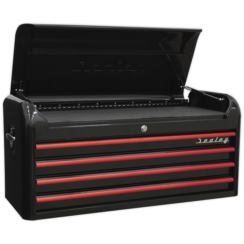 Sealey Premier Retro Style 4 Drawer Wide Top Tool Chest Black / Red