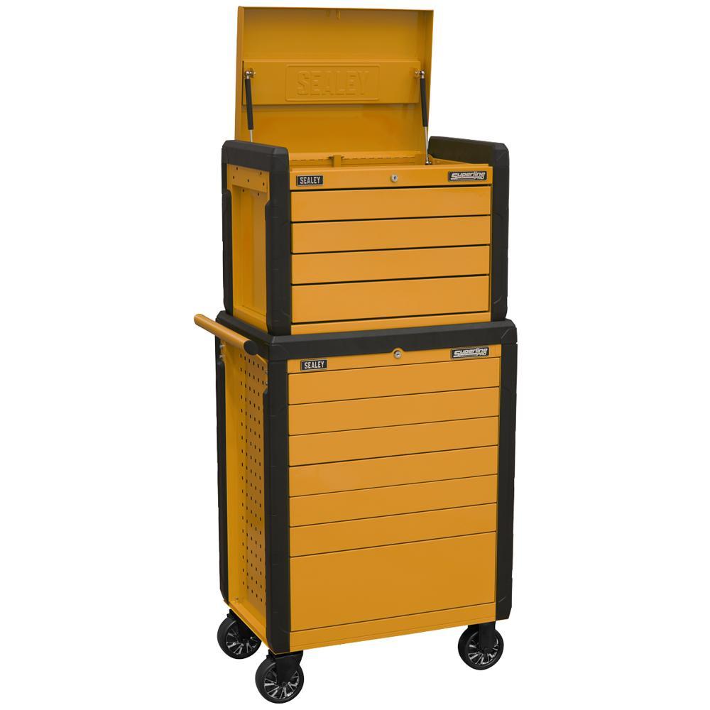 Sealey 11 Drawer Push To Open Roller Cabinet and Chest Combo Orange