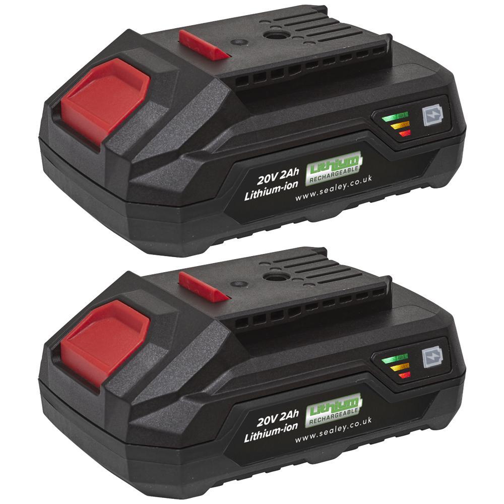 Sealey BK02 20v Cordless SV20V Li-ion Battery 2ah Pack of 2 2ah