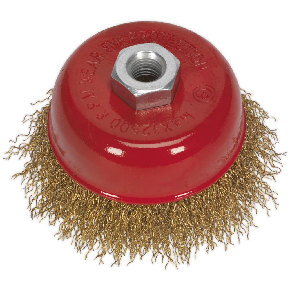 Sealey Brassed Wire Cup Brush 75mm M10 Thread