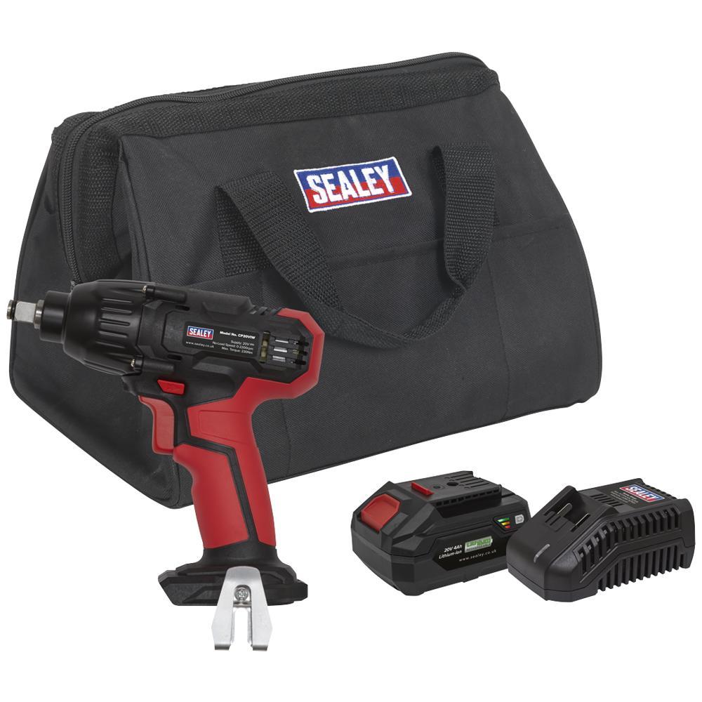 Sealey CP20VIW 20v Cordless Impact Wrench 230nm 1 x 4ah Li-ion Battery Charger Bag