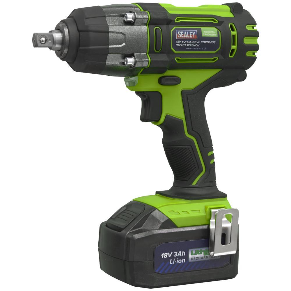 Sealey CP400LIHV 18v Cordless 1/2" Drive Impact Wrench 1 x 3ah Li-ion Battery Charger Case