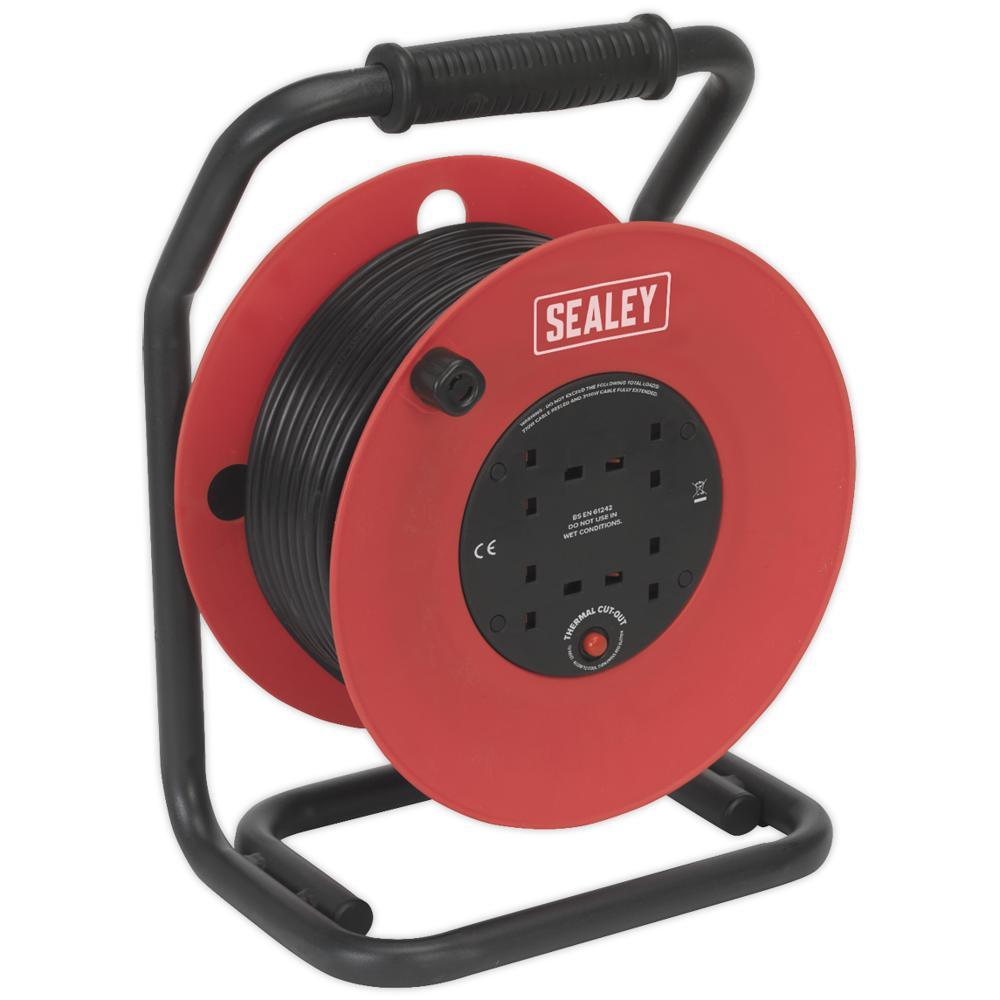 Sealey 4 Socket Heavy Duty Cable Reel 240v