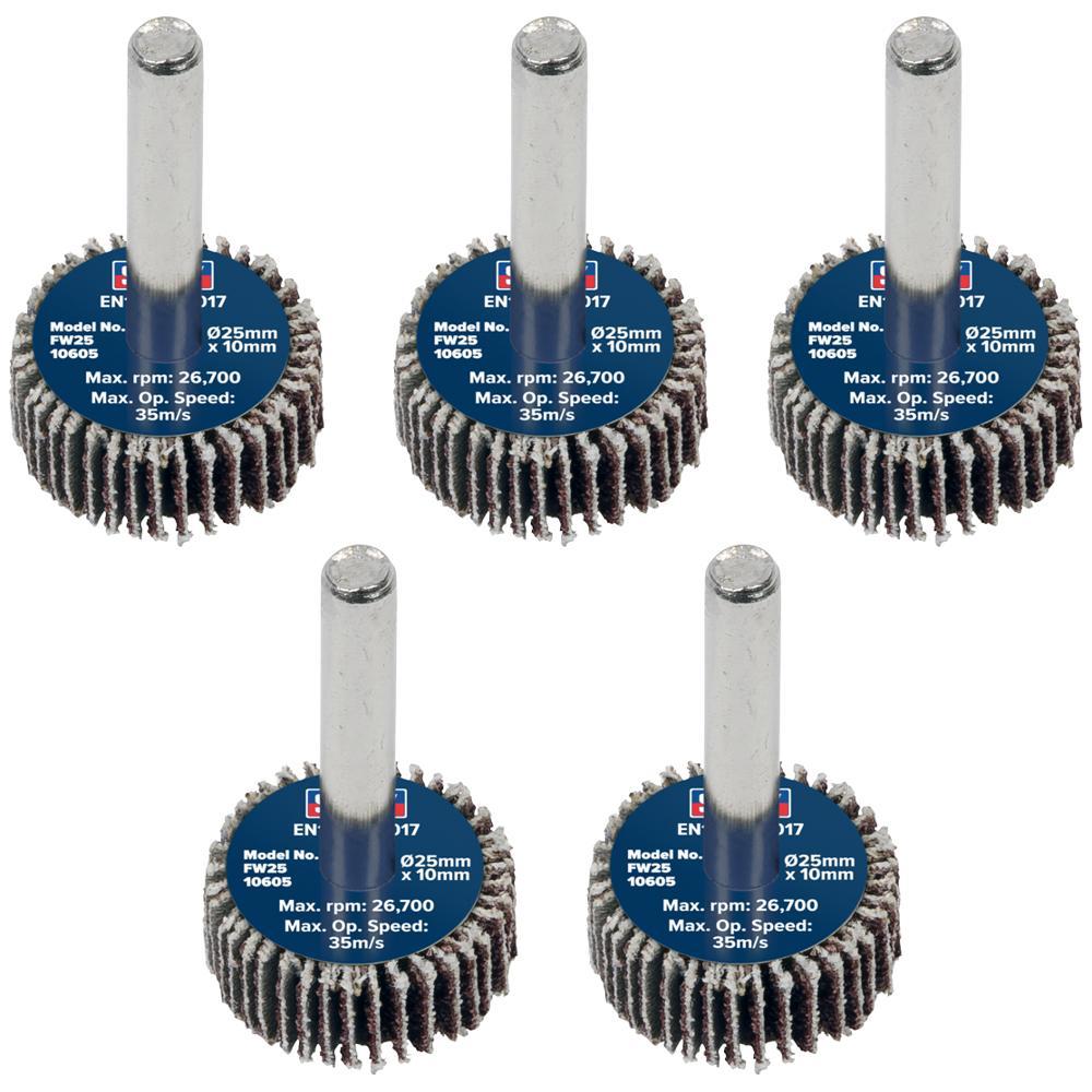 Sealey Flap Wheels Pack Of 5 25mm 10mm 60g