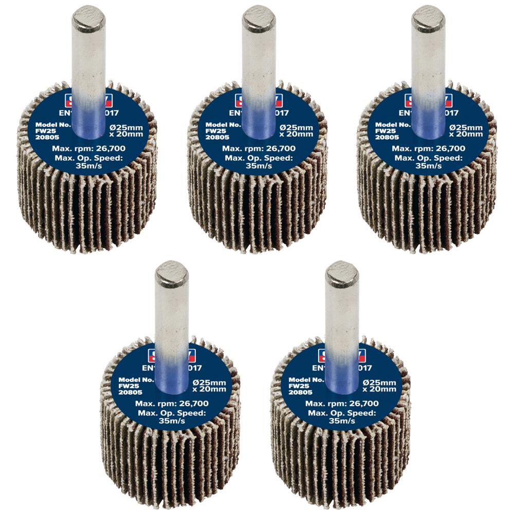 Sealey Flap Wheels Pack Of 5 25mm 20mm 80g