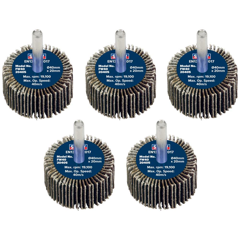 Sealey Flap Wheels Pack Of 5 40mm 20mm 40g