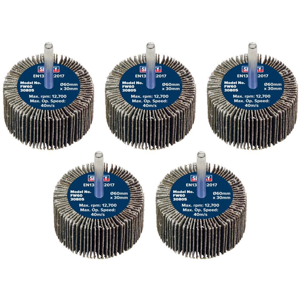Sealey Flap Wheels Pack Of 5 60mm 30mm 80g