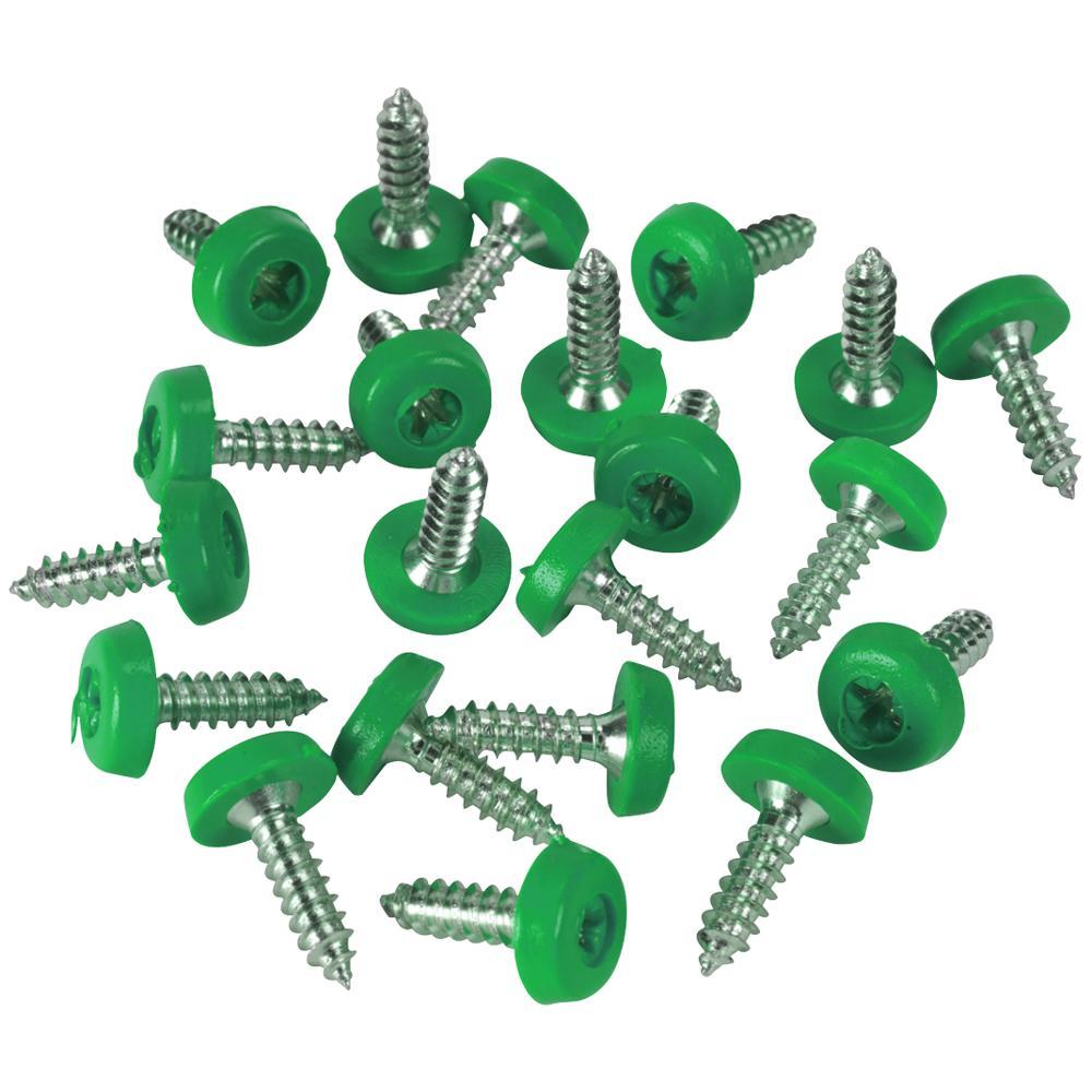 Sealey Green Plastic Enclosed Head Number Plate Screws 4.8mm 18mm Pack of 50