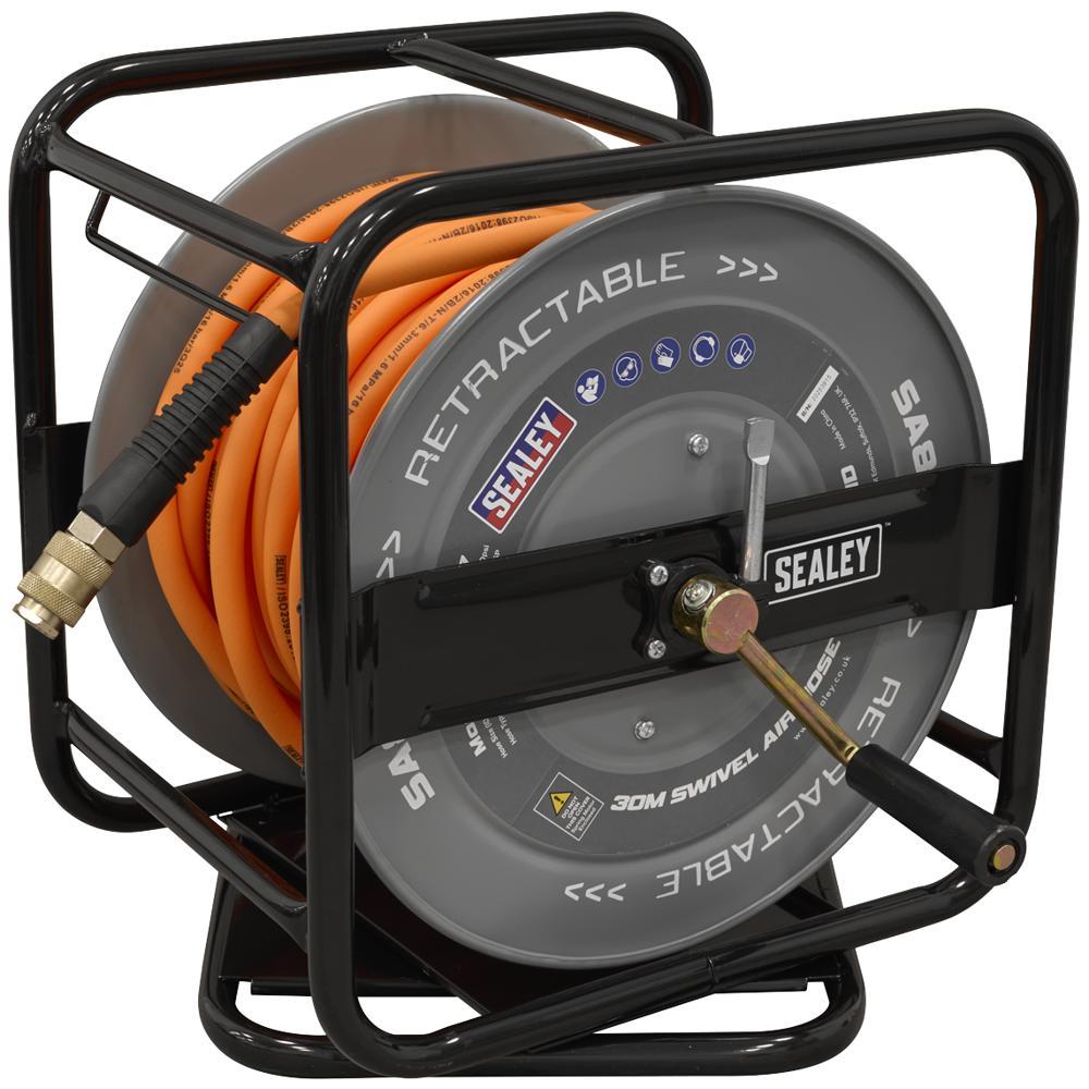 Sealey Air Hose and Heavy Duty Swivel Reel 6mm 30m