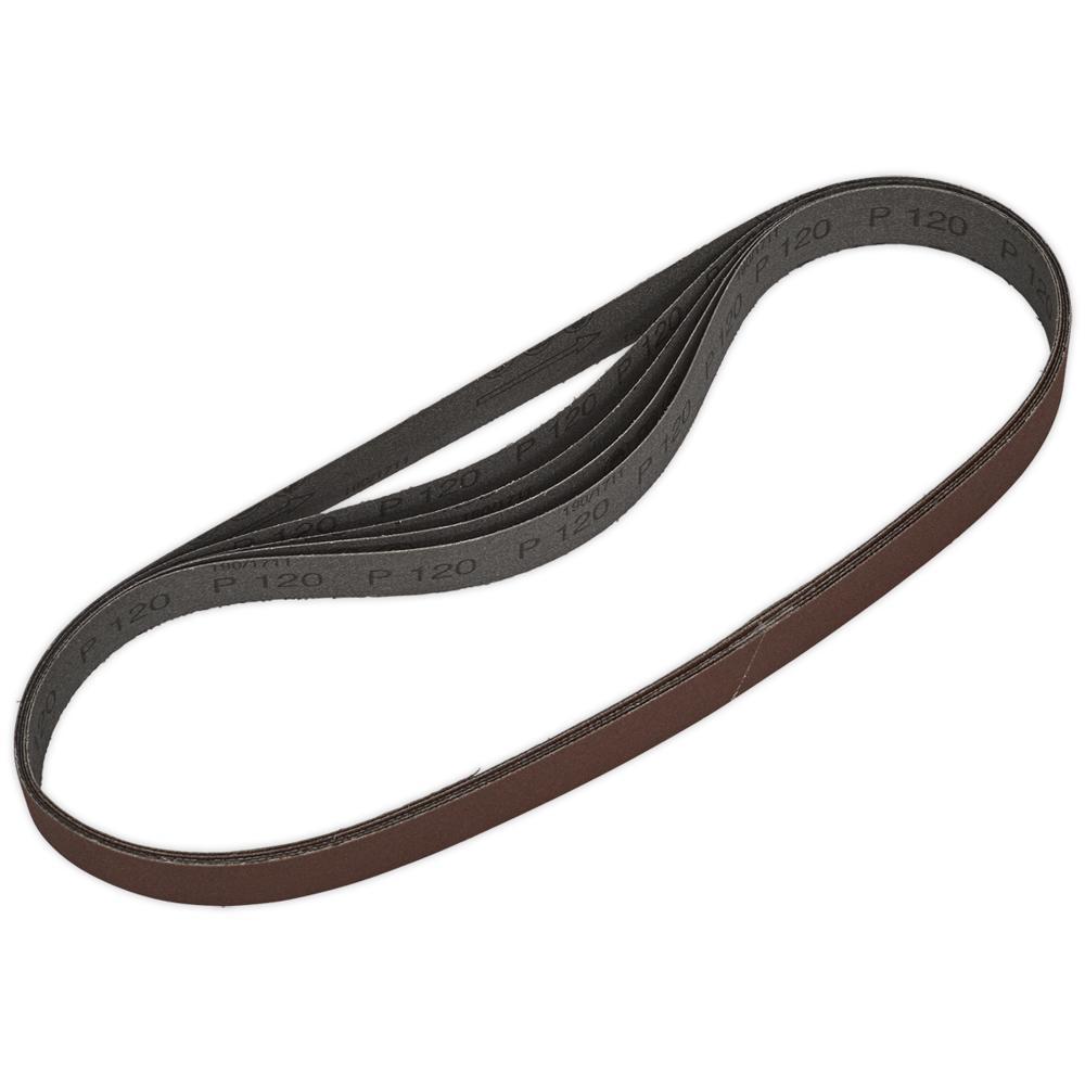 Sealey Aluminium Oxide 25mm x 762mm Sanding Belt 25mm x 762mm 120g Pack of 5