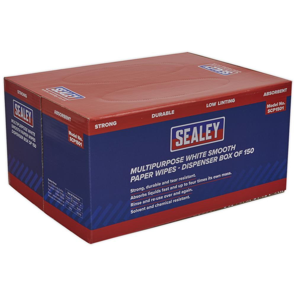 Sealey Smooth White Multi Purpose Paper Wipes Pack of 150