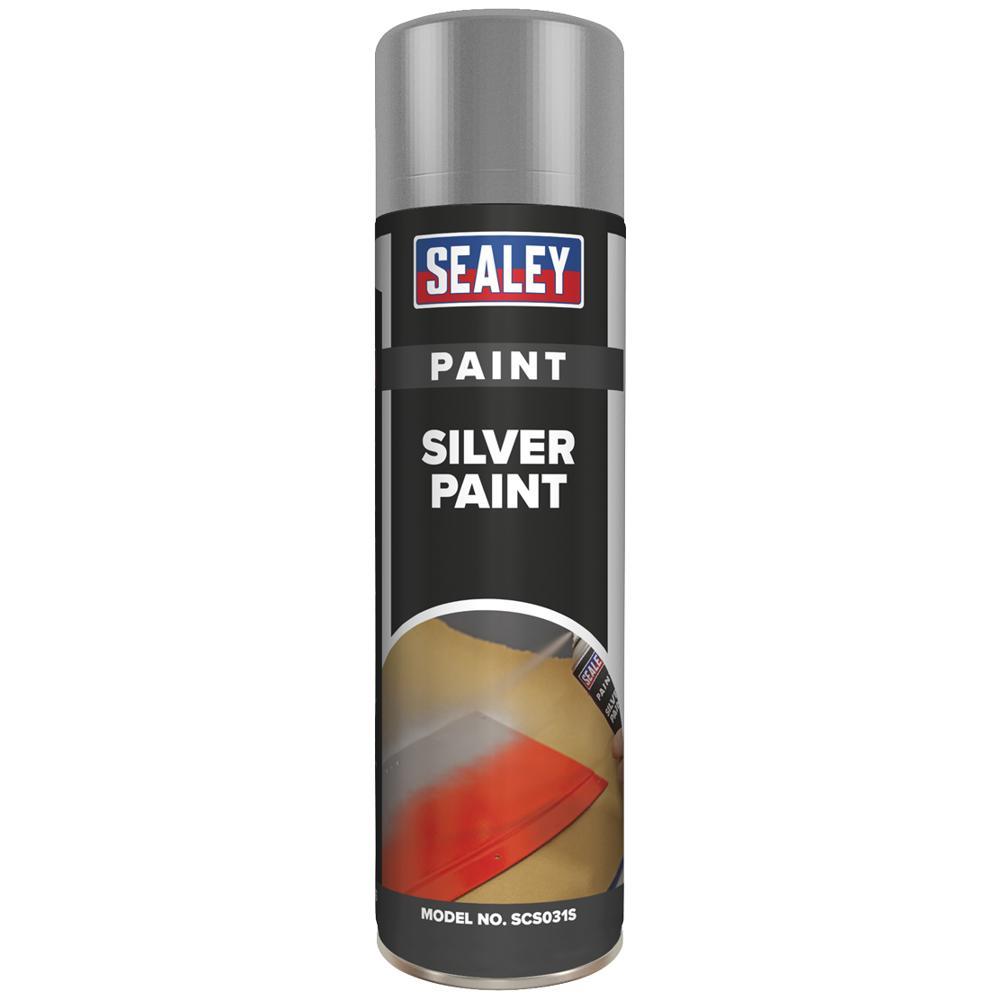 Sealey Aerosol Spray Paint Silver 500ml