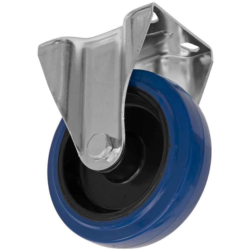Sealey Heavy-Duty Blue Elastic Rubber Fixed Castor Wheel 125mm