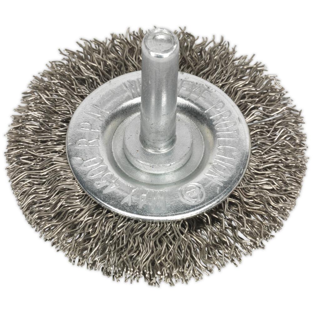 Sealey Flat Stainless Steel Wire Brush 50mm 6mm Shank