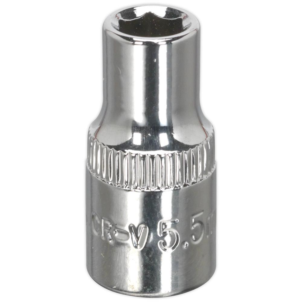 Sealey 1/4" Drive Hexagon WallDrive Socket Metric 1/4" 5.5mm