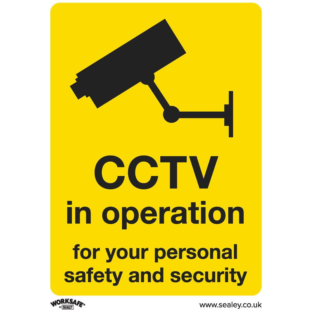 Sealey Self Adhesive Vinyl CCTV in Operation Sign Pack of 10 75mm 100mm Standard