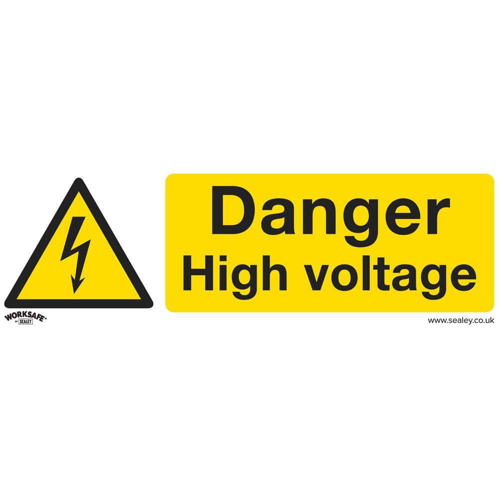 Sealey Self Adhesive Vinyl Danger High Voltage Sign 300mm 100mm Standard