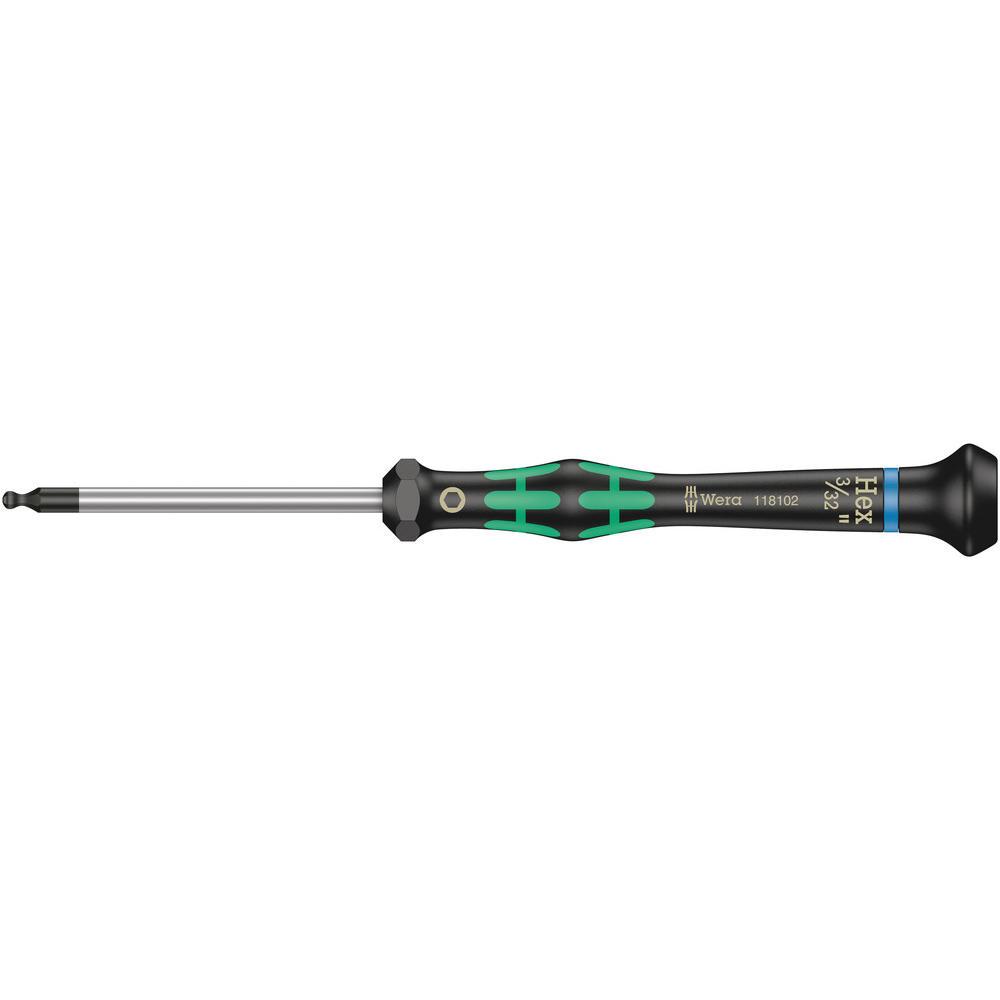 Wera Kraftform 2052 Ballend Hex Micro Screwdriver Imperial 3/32" 60mm