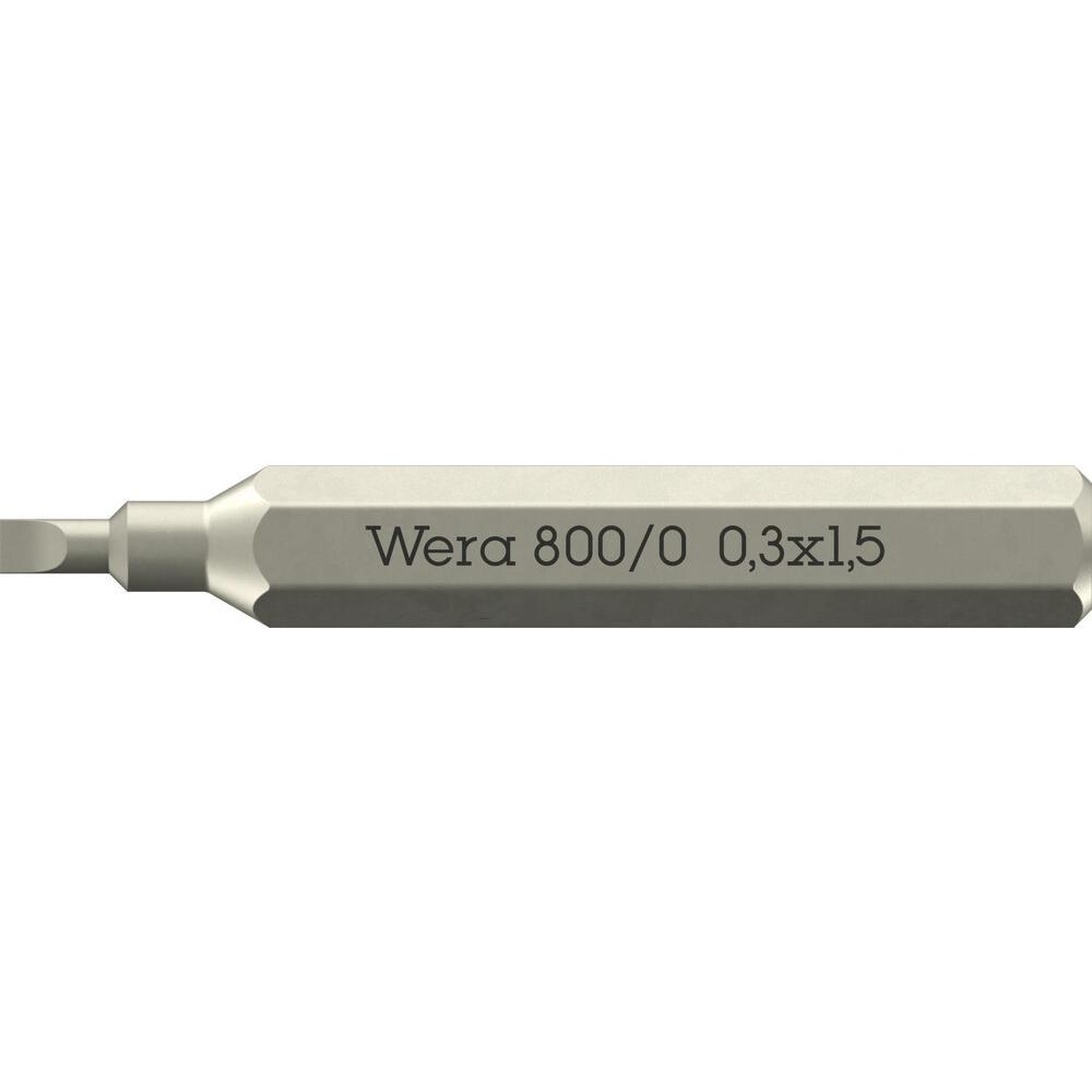 Wera 800/0 4mm Hex Drive Slotted Micro Screwdriver Bits 2.5mm 30mm Pack of 1
