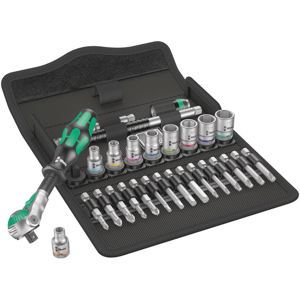 Wera Zyklop 28 Piece 1/4" Drive Socket and Bit Set Imperial 1/2"