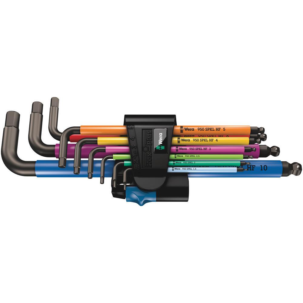 Wera 9 Piece Colour Coded Ball End Holding Hexagon Allen Key Set Metric