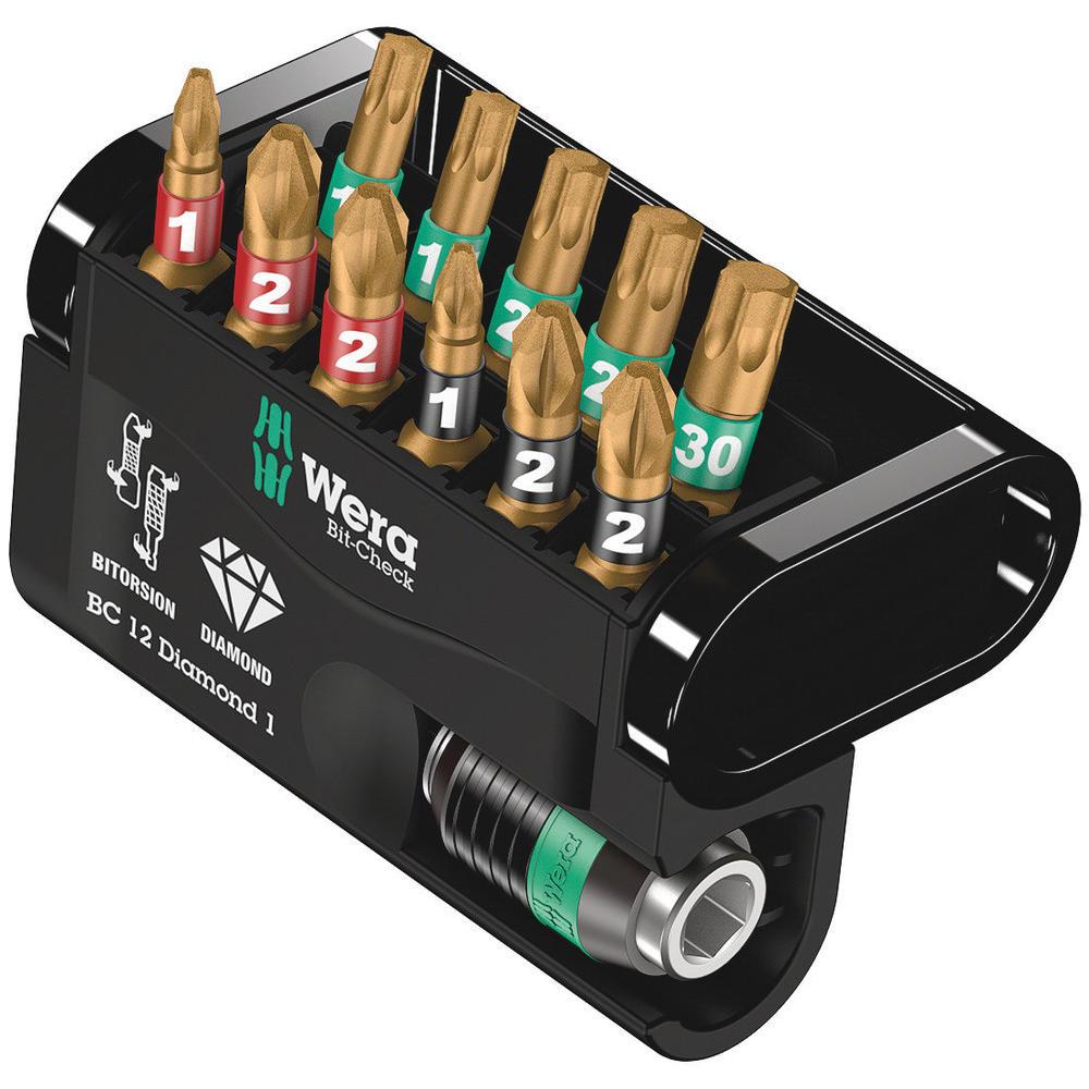 Wera 12 Piece Bit-Check Diamond Screwdriver Bit and Holder Set
