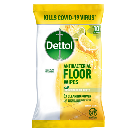 Dettol Antibacterial Floor Wipes Lemon & Lime 10 pcs
