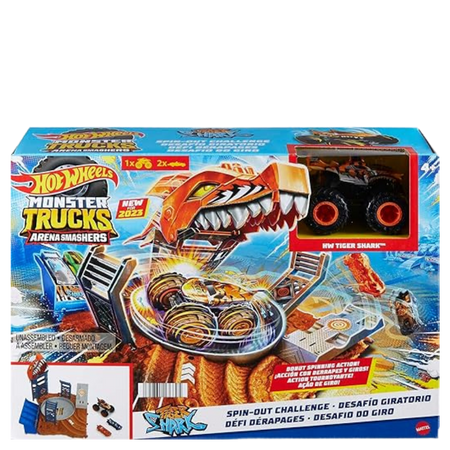 Hot Wheels Monster Trucks Arena Smashers Tiger Shark Challenge Set