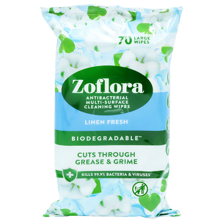 Zoflora Antibacterial Multi Surface Linen Fresh Cleansing Wipes - 70 pcs