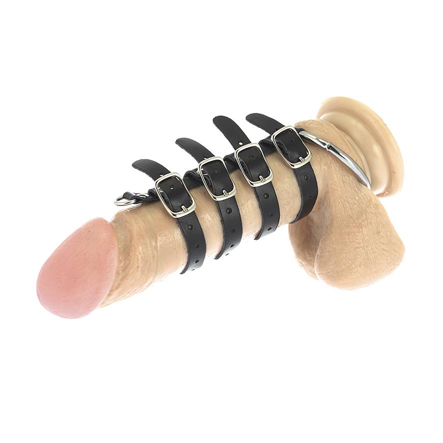 Leather Penis Buckle Straps With Metal Ring