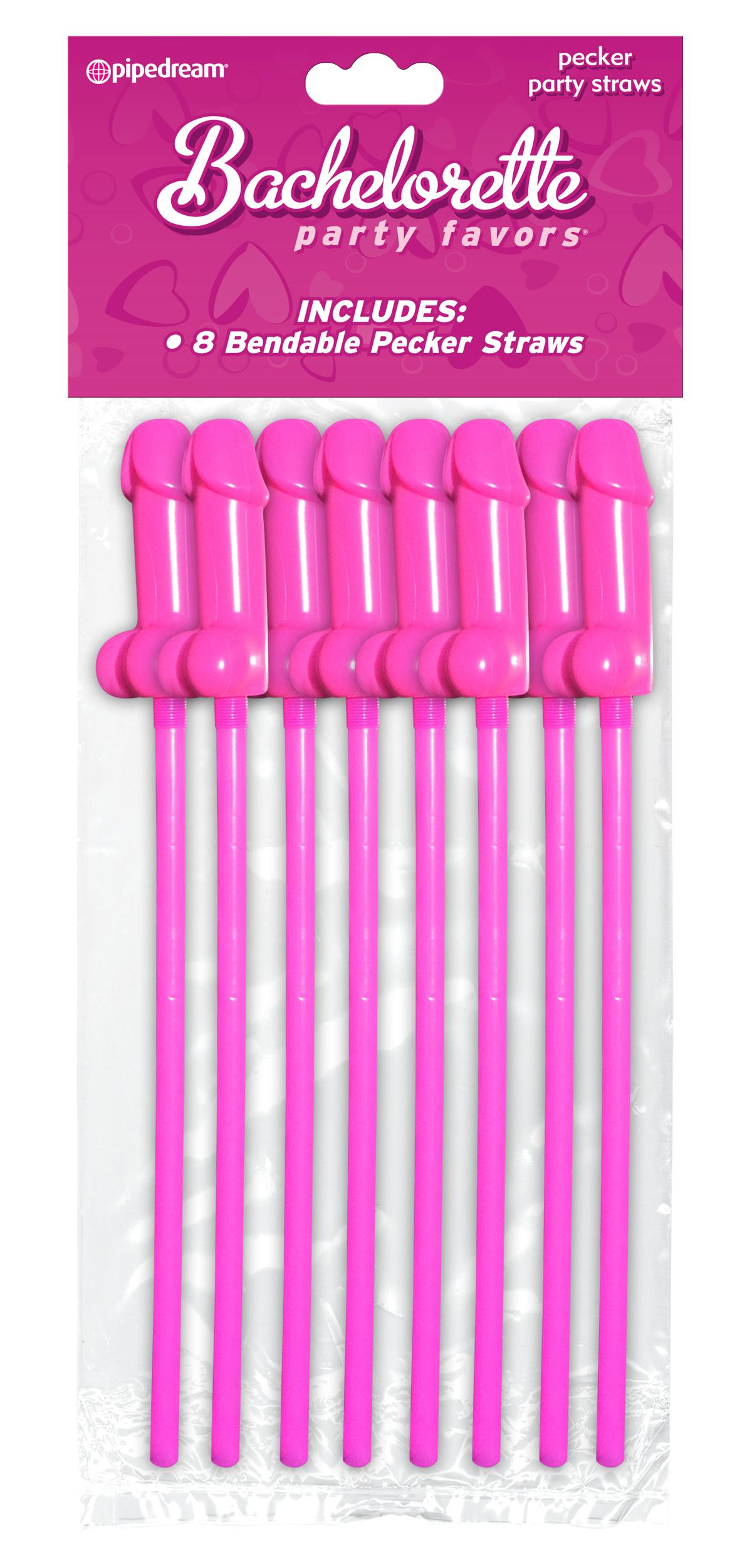 Bachelorette Party Favors Bendable Pecker Straws - 8 Count